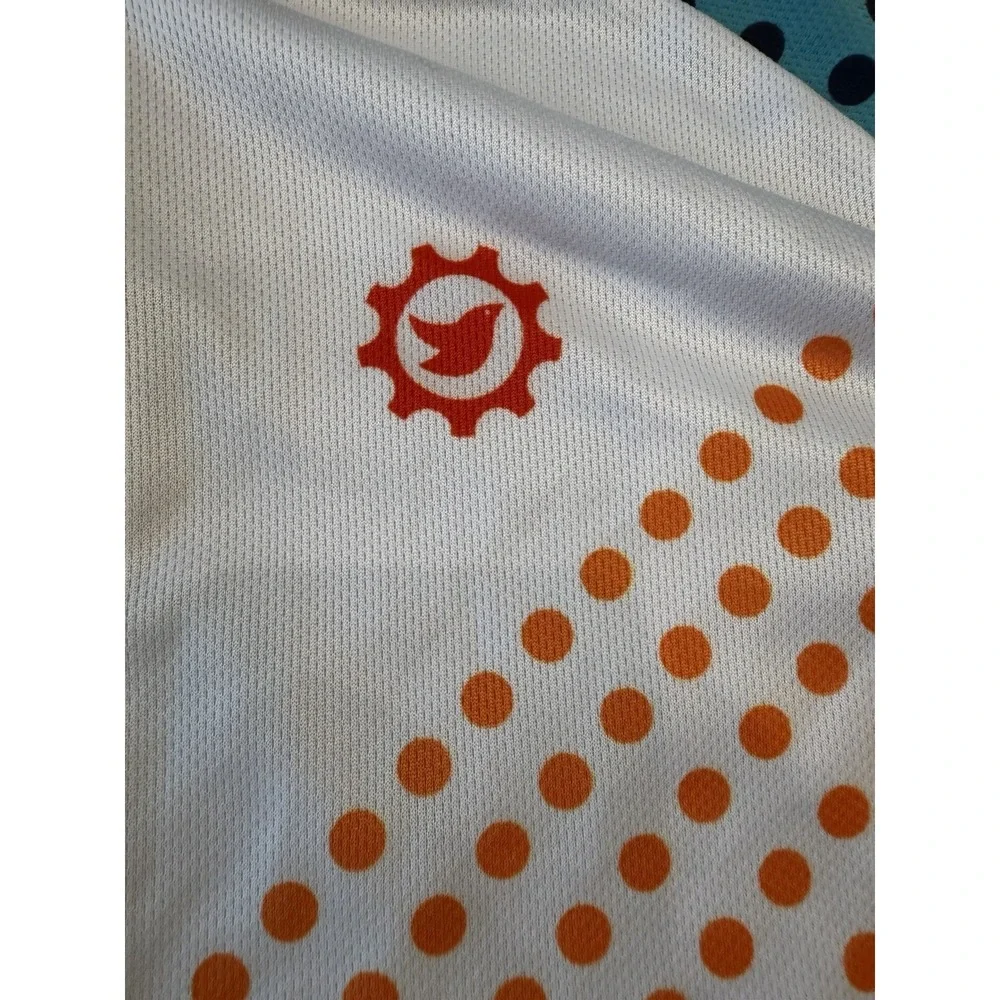 Cycling Jersey Men's Large Blue Orange Geometric Full Zip Bike Shirt Race Top - Picture 2 of 6